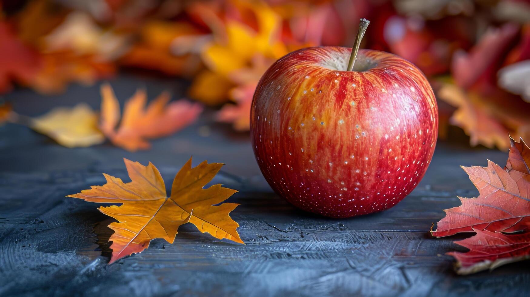 red apple isolated on a wooden table in summer, Fresh red apple organic fruits on rustic wooden table, close up fresh fruit for healthy lifestyle landscape background photo