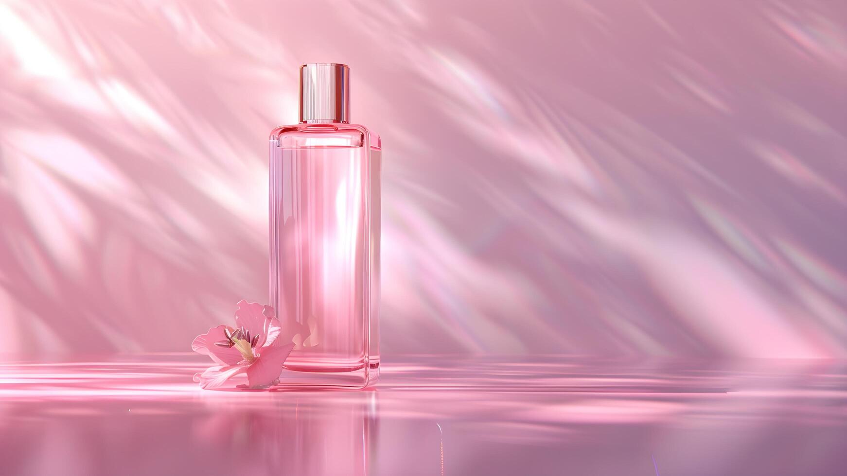 bottle of pink perfume cosmetic photo