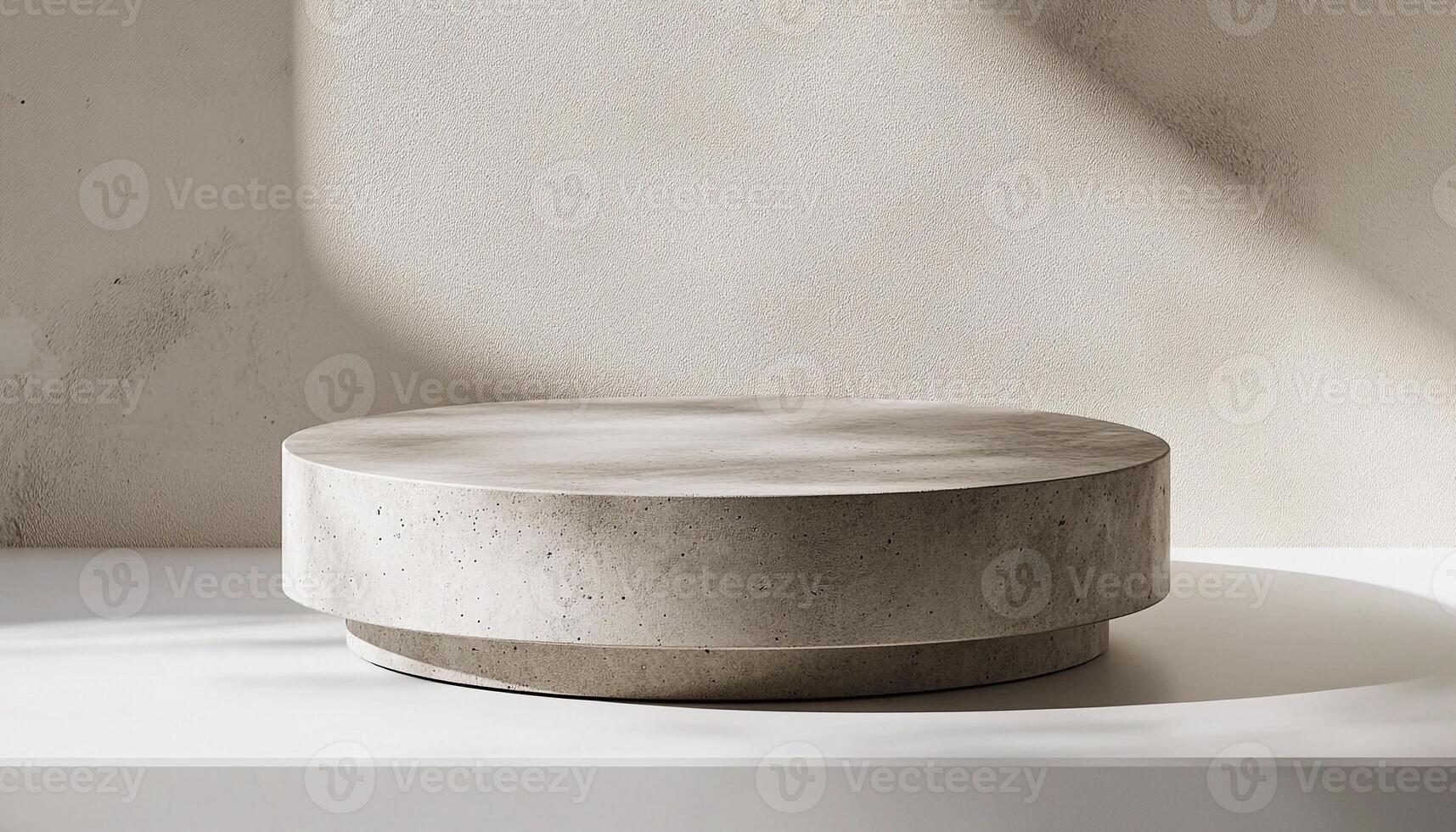 Minimalist product display pedestal showcasing clean lines and contemporary design in a softly lit environment. photo