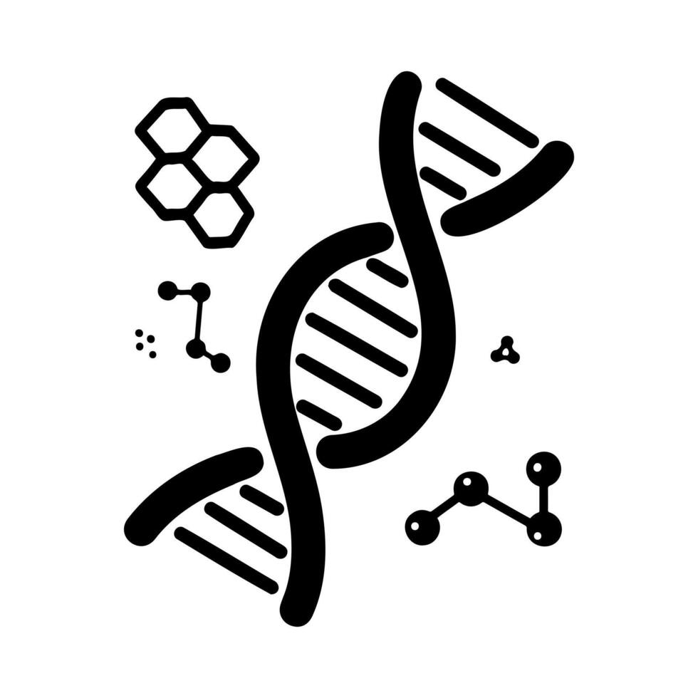 DNA structure in simple doodle style for medical purposes and design elements vector