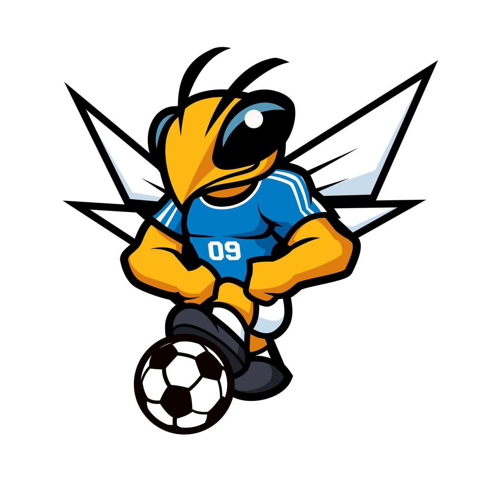 hornet playing soccer mascot illustration vector