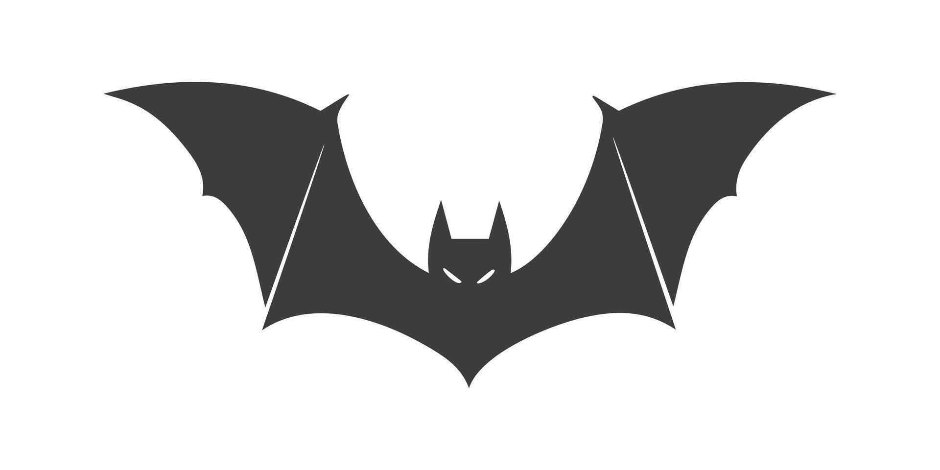 black silhouette of a bat with wide spread wings on a white background vector