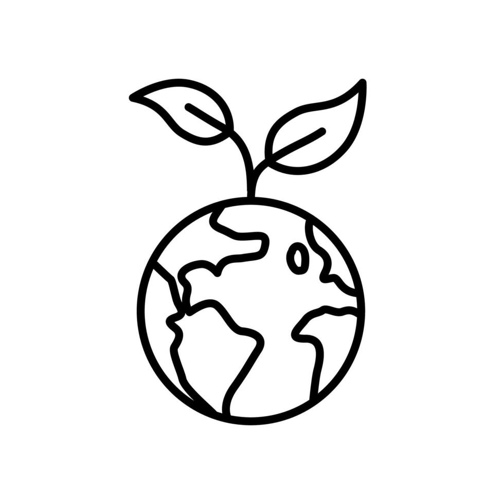 Earth icon with sprouts as a sign of reforestation vector