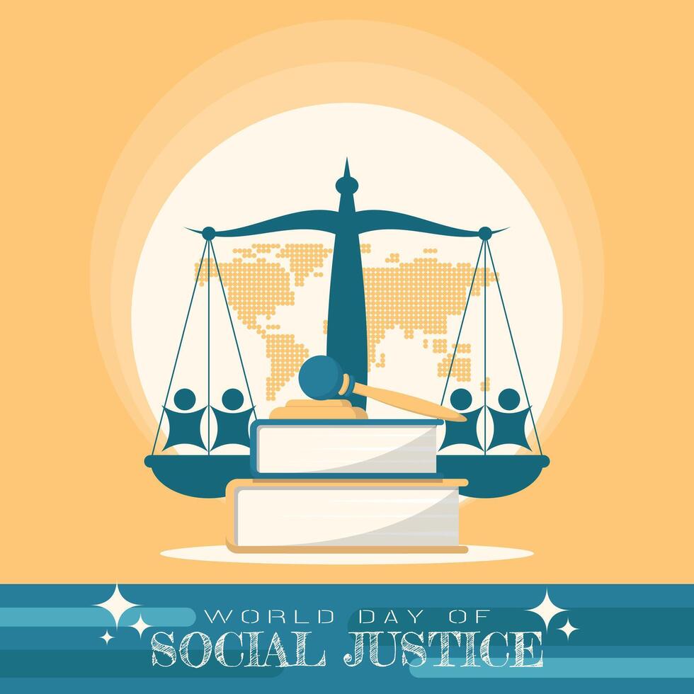 World Day of Social Justice template with justice is protected by law vector