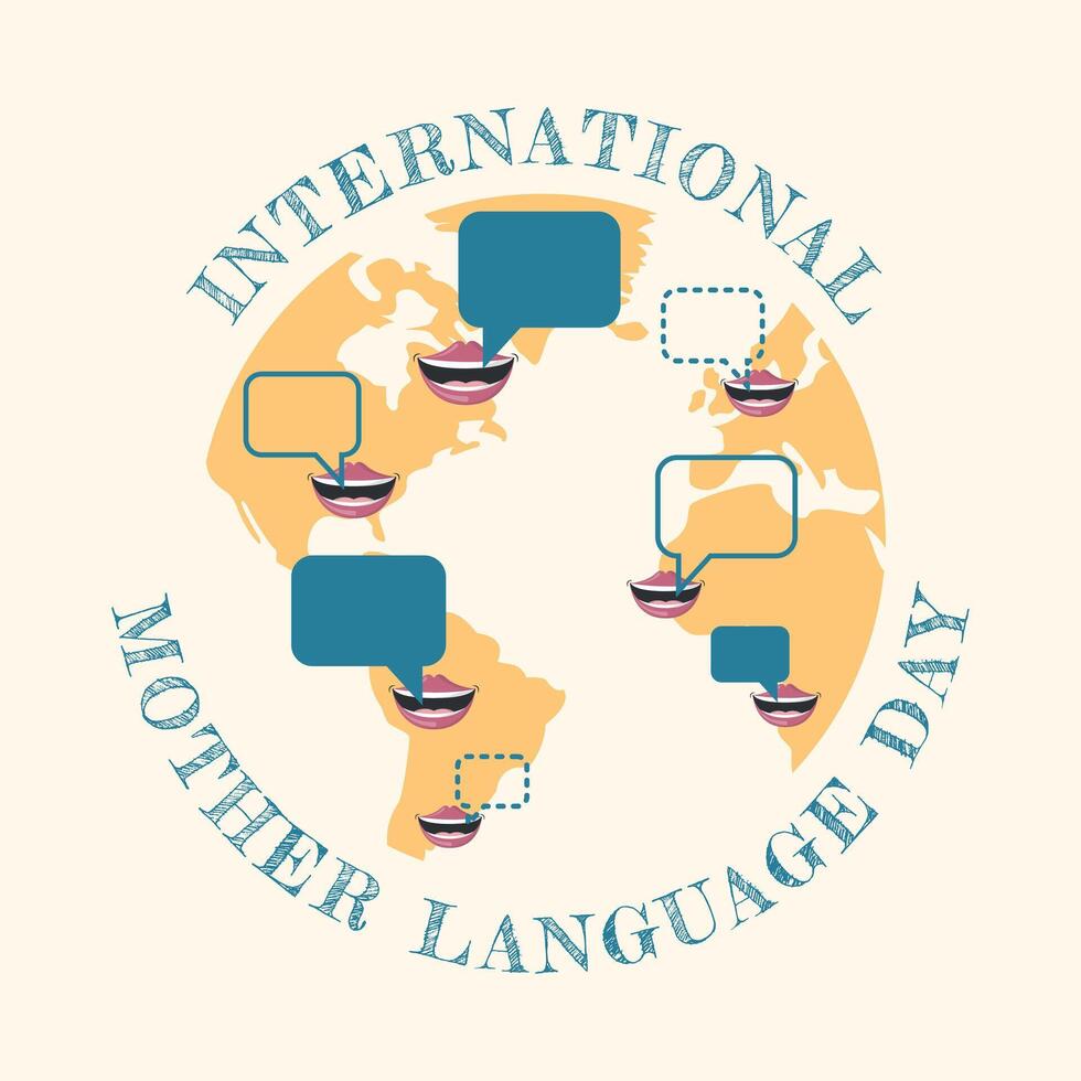 International Mother Language Day Poster. Language differences in the world vector
