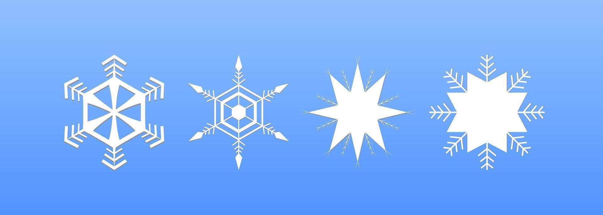 Icons of snowflakes. White snowflake design. Snowflake templates for winter. vector