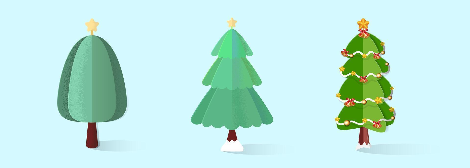 Cheerful Christmas trees. A vibrant collection of winter trees designed for holiday celebrations, including Christmas and New Year. vector