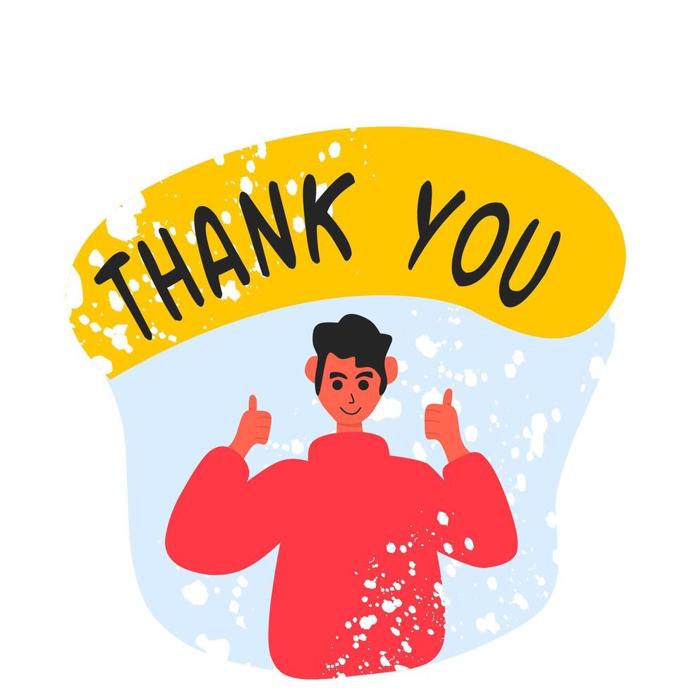 Smiling Man Giving a Thumbs Up with Thank You Text vector