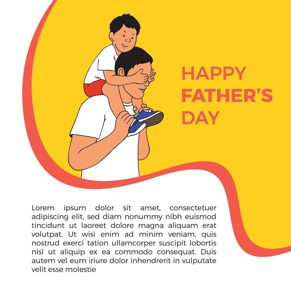 poster of a father carrying his child on his shoulders vector