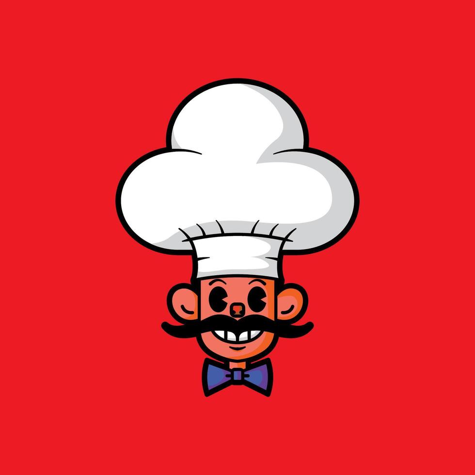 male chef character symbol with mustache vector