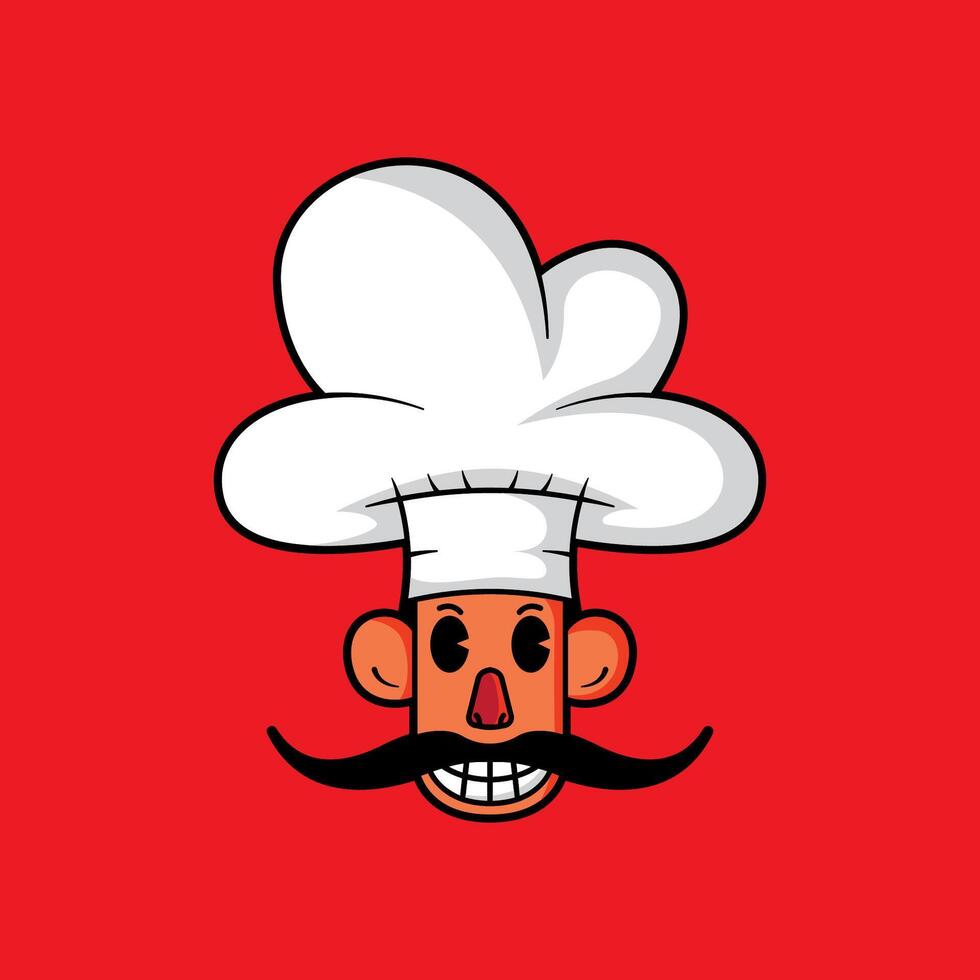 male chef character symbol with his long mustache vector