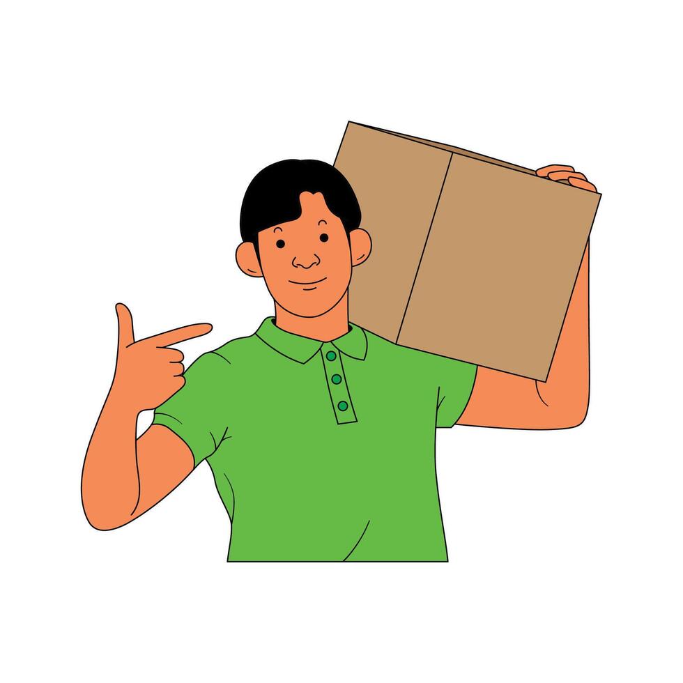 a package courier is lifting the package vector