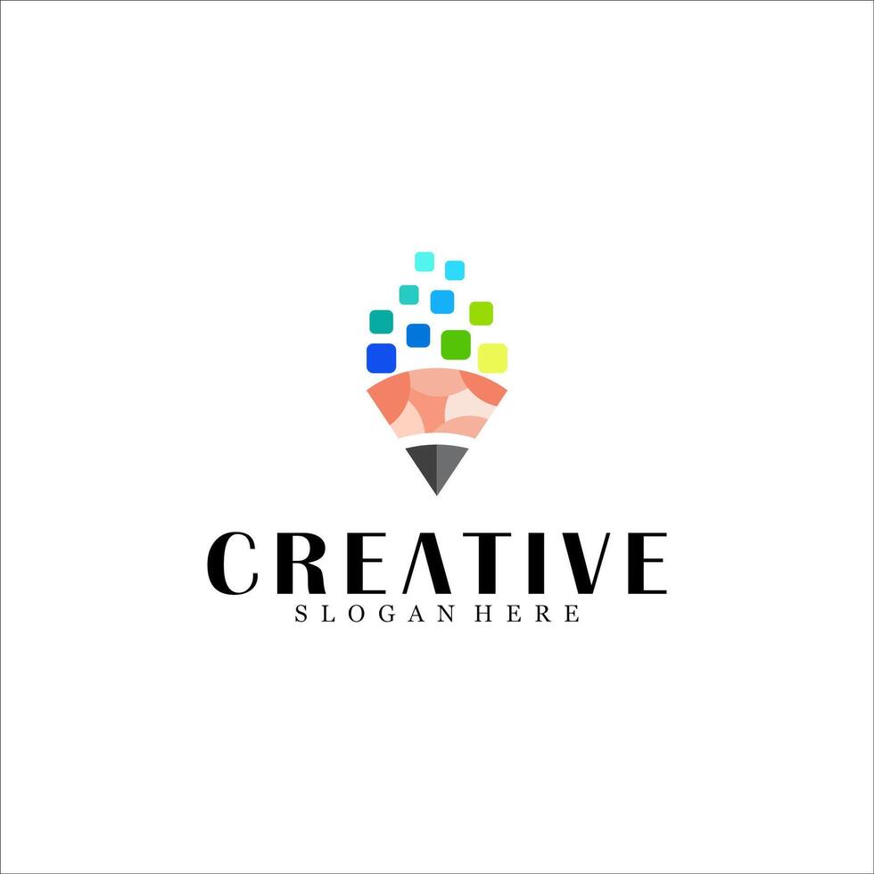Abstract digital pencil logo design vector