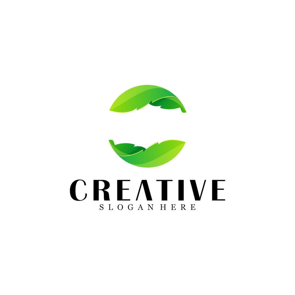 Abstract leaf circle logo design vector