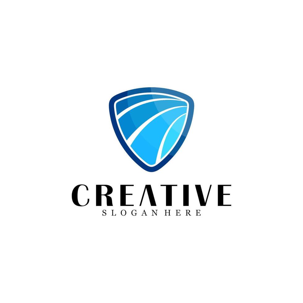Abstract blue shield logo design vector