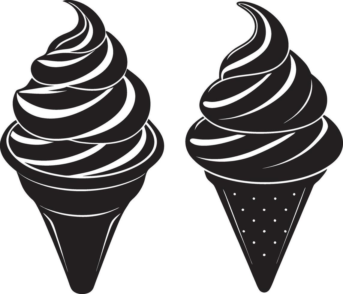 ice cream cones black and white illustration vector