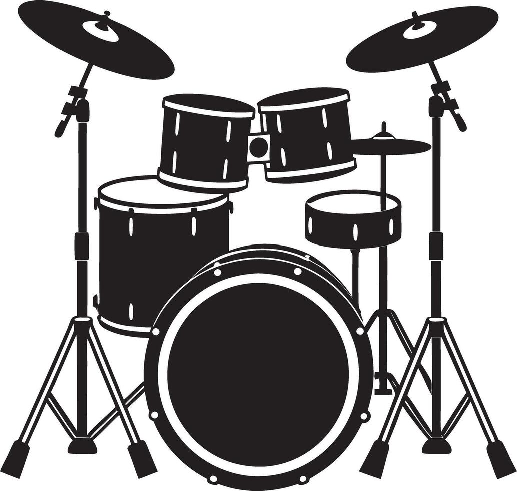 drum kit black and white illustration vector