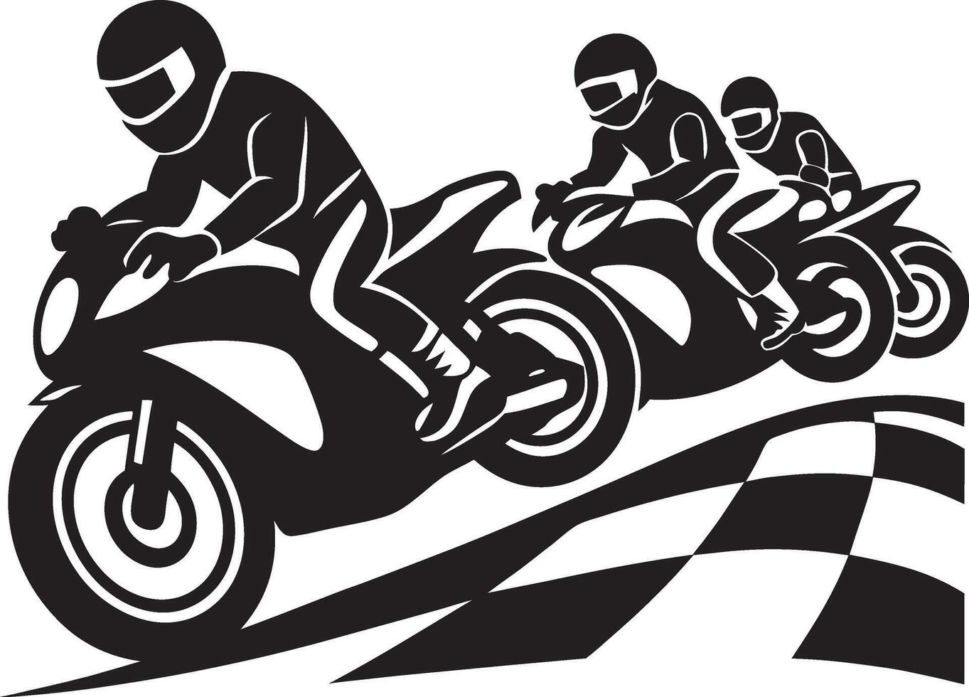 motorcycle racing team racing on a checkered track vector