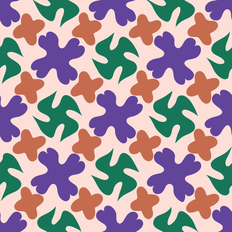 Abstract Floral Seamless Pattern on Light Pink Background vector
