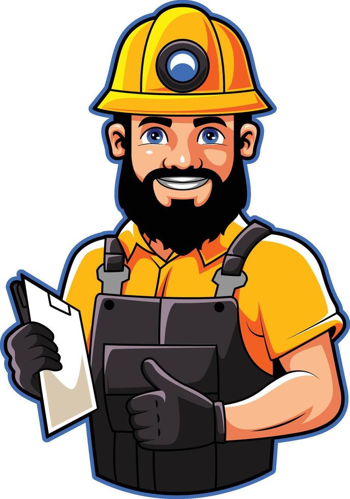 Engineer Man Mascot Logo Cartoon vector