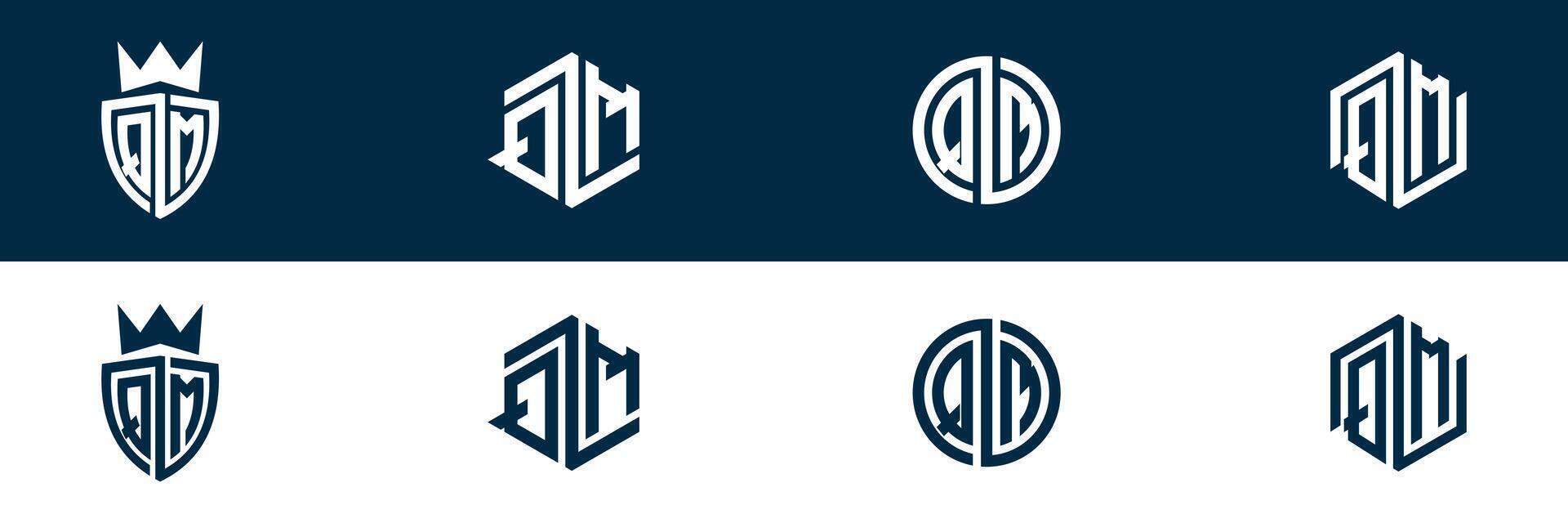 QM MQ letter logo design set vector