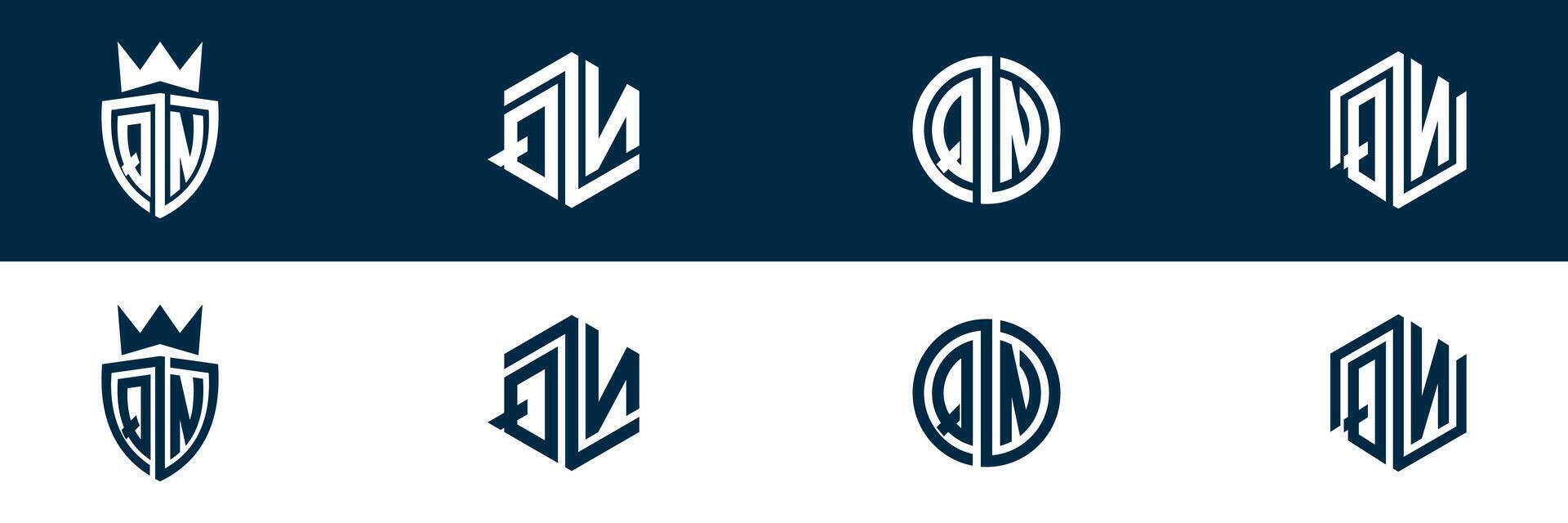 QN NQ letter logo design set vector