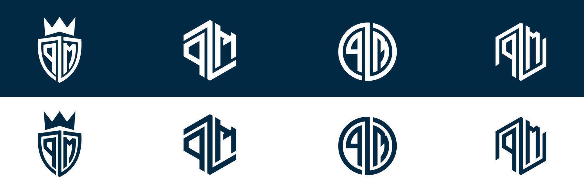 PM MP Trendy letter logo design vector