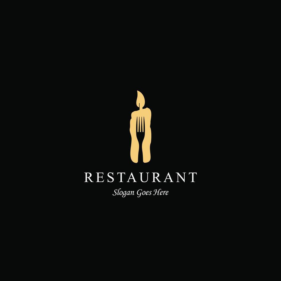 candle logo with fork in flat design style concept vector