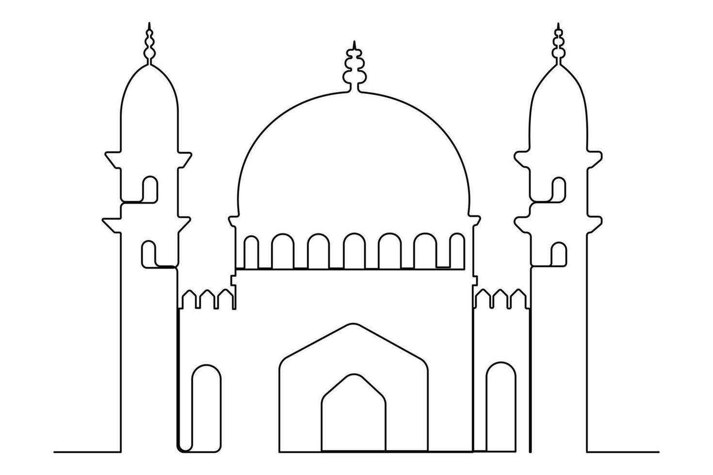 One line mosque design for Ramadan holiday vector