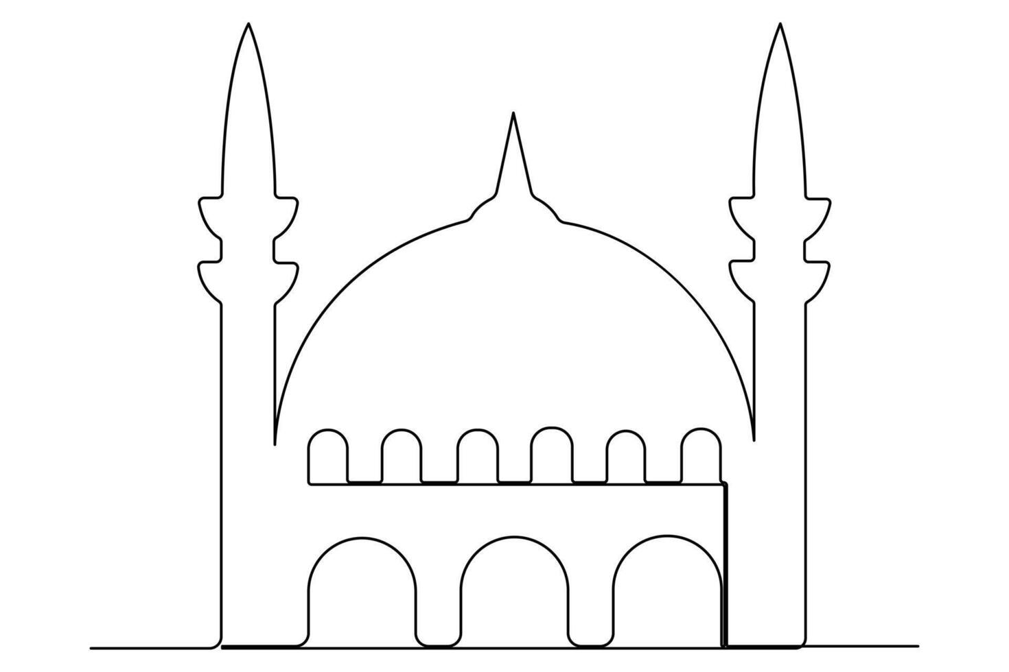 Minimalist mosque line art illustration for Ramadan vector