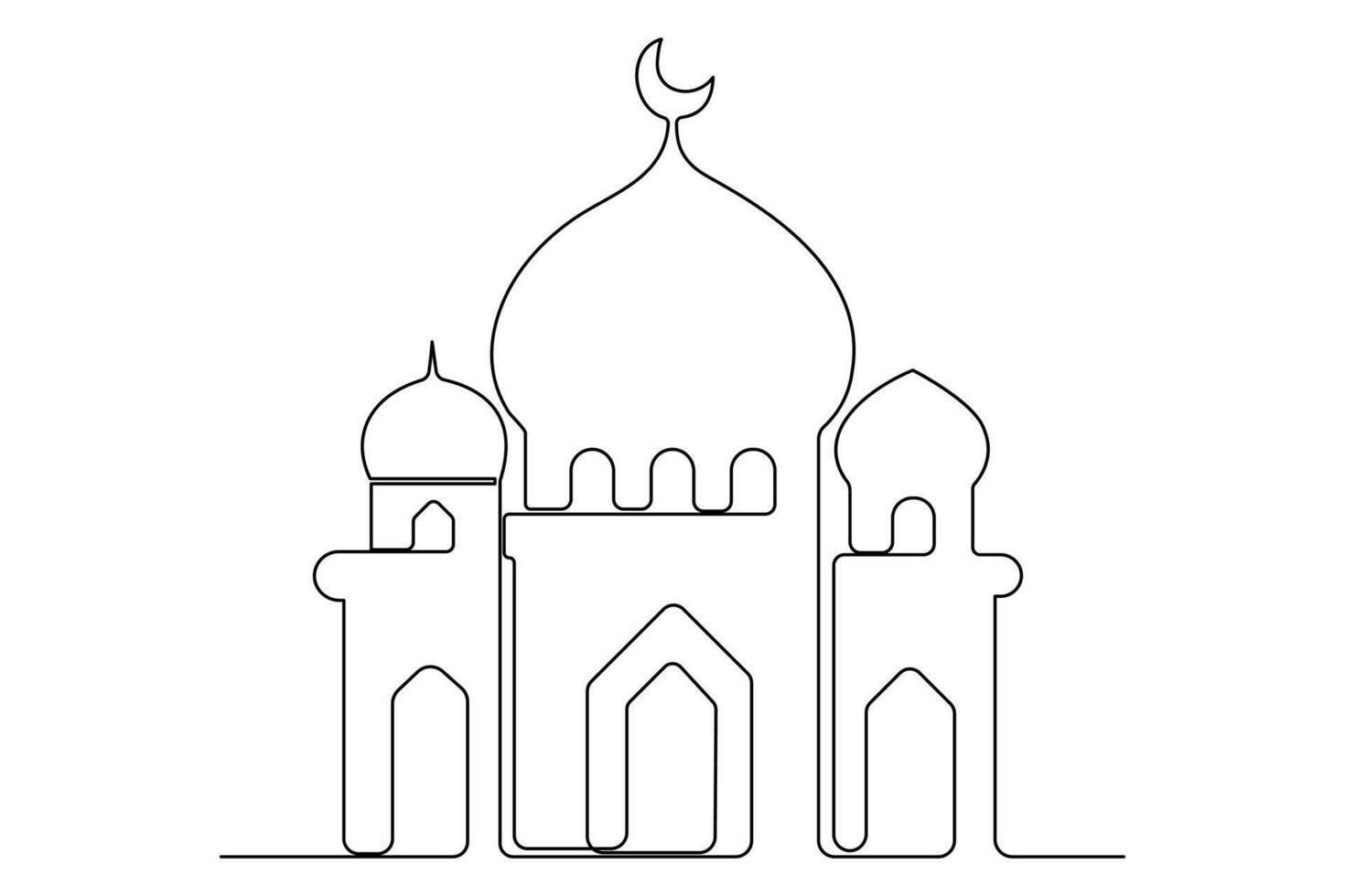 Minimalist Ramadan mosque line art vector