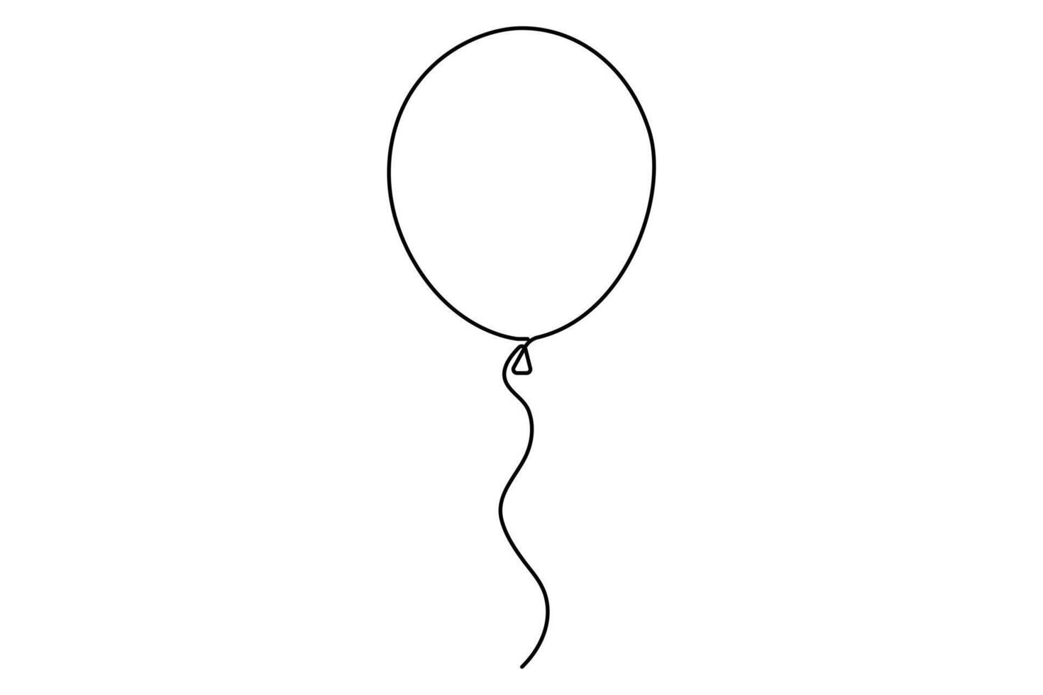 Continuous one line balloon illustration in form for unique party flyers vector