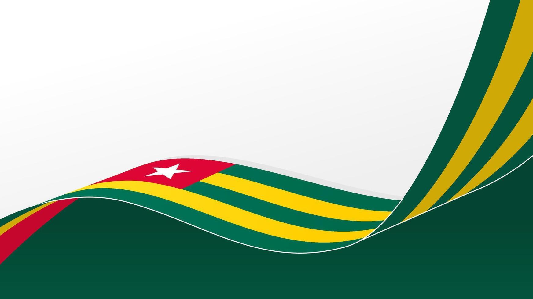 wavy Togo flag background with copy space for text. Togo national day vector