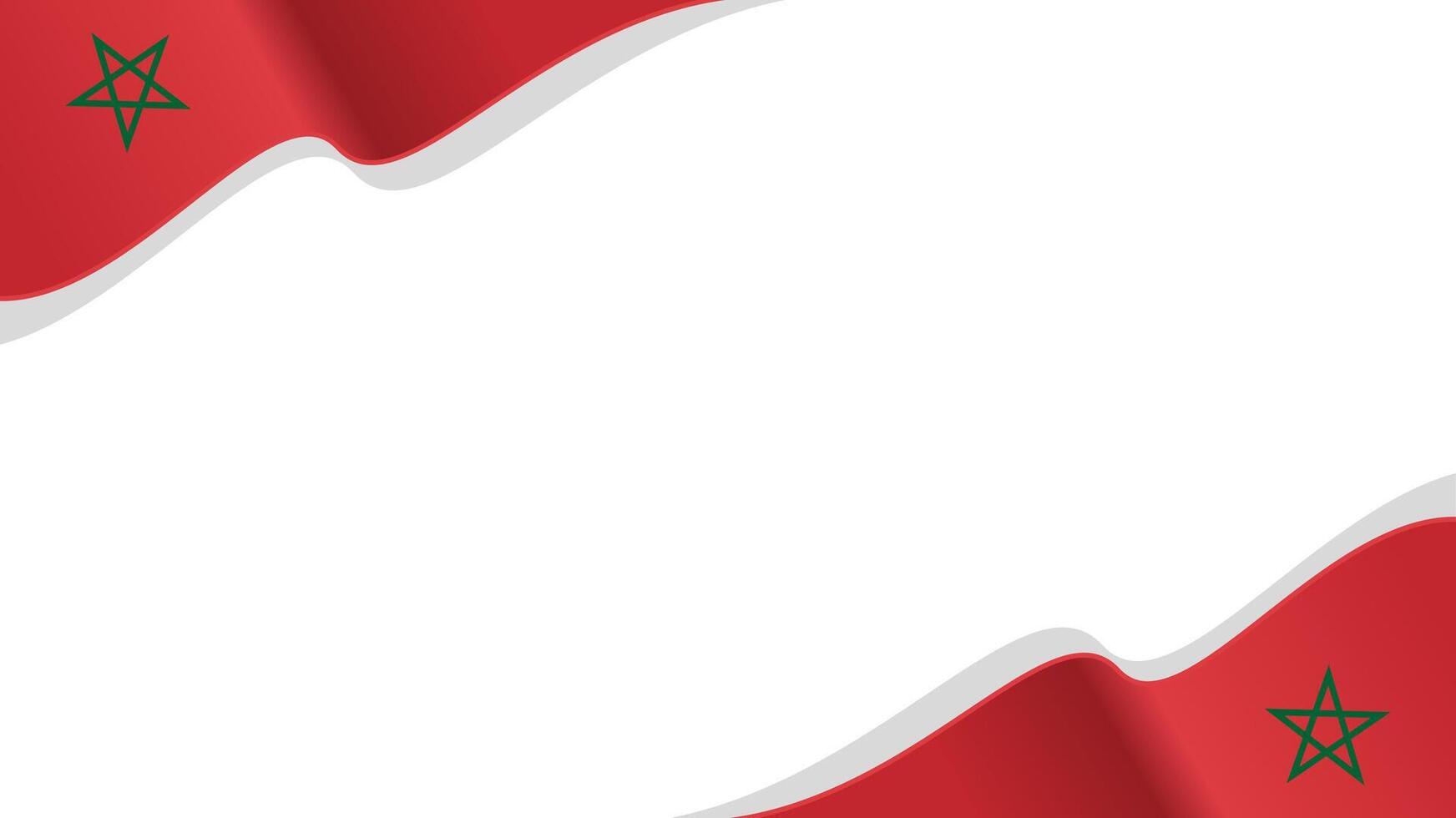 wavy Morocco flag frame background with copy space for text. Morocco national day vector