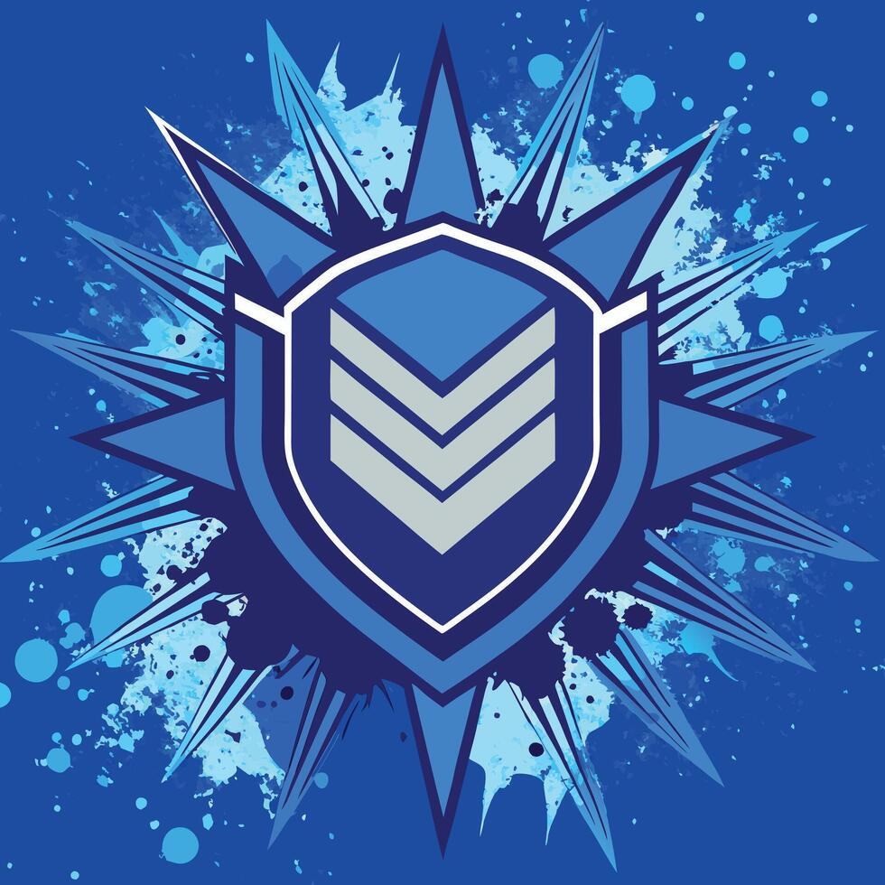 Stylish Blue Shield Emblem with a Modern Design. vector
