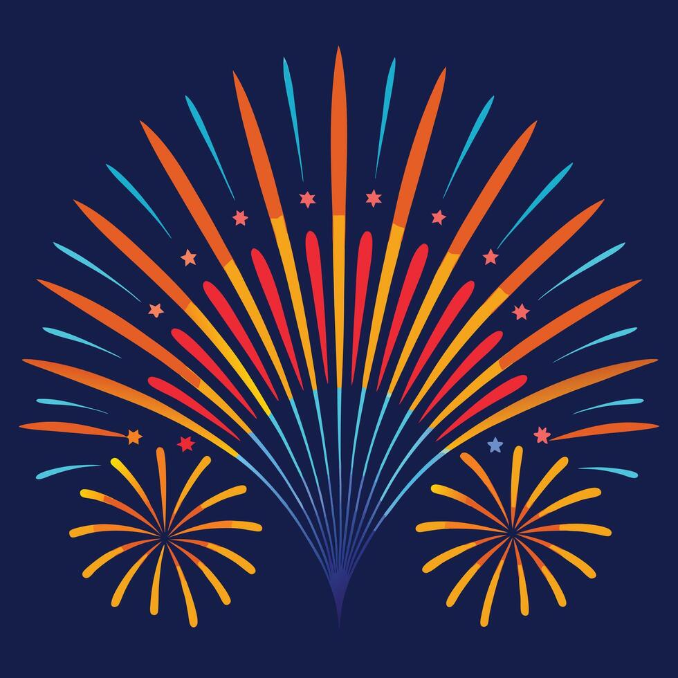 Vibrant Fireworks Display Against a Dark Night Sky. vector