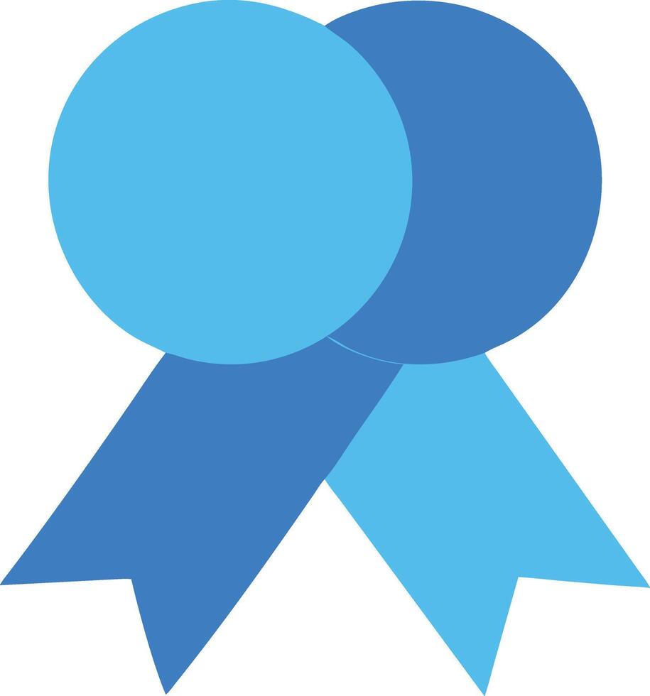 Two overlapping blue ribbons, symbolizing achievement and success vector