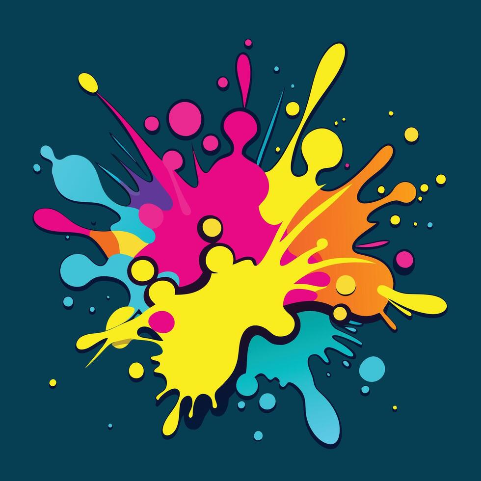 Vibrant Colorful Paint Splatter Design. vector