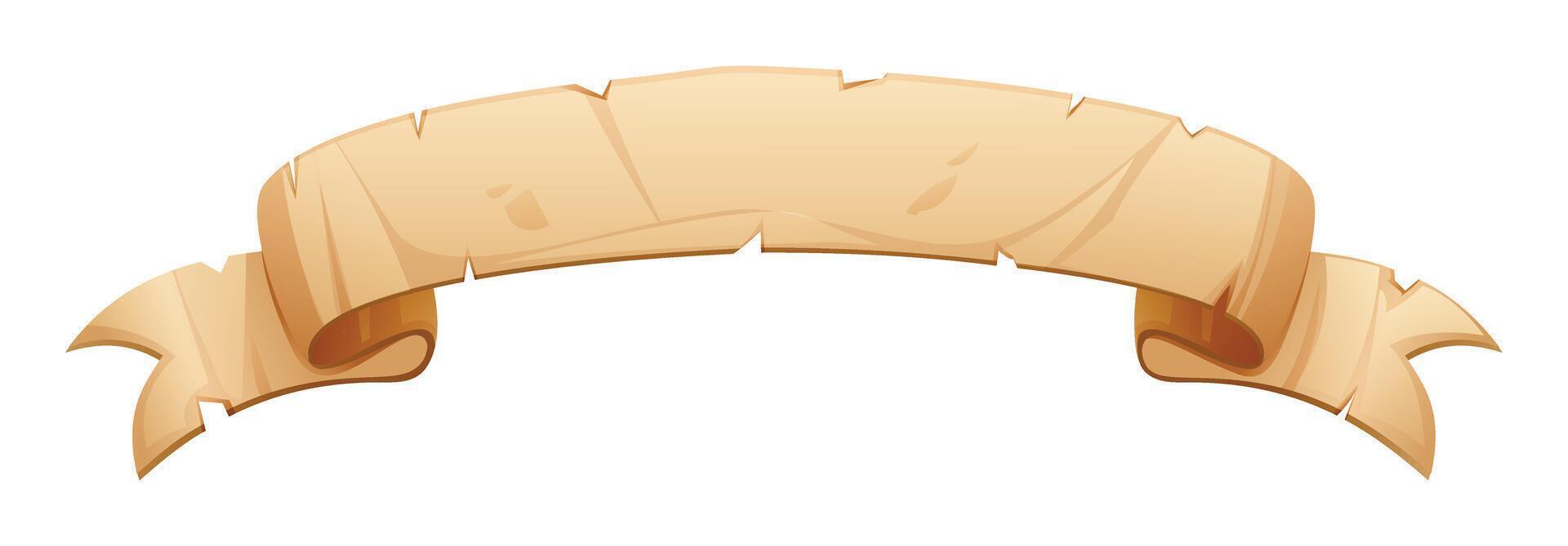 Parchment scroll banner, blank vintage paper in ribbon style, empty space for text vector