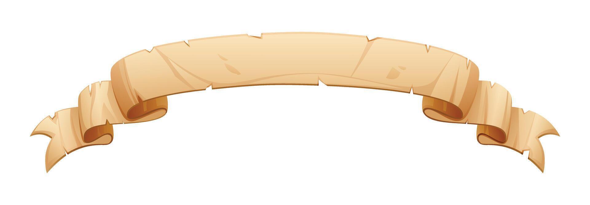 Parchment scroll banner, blank vintage paper in ribbon style, empty space for text. Cartoon illustration vector