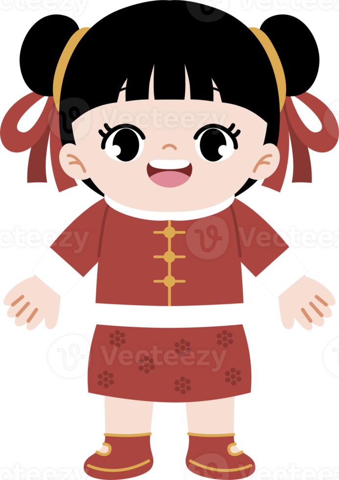 cute happy kid celebrating chinese new year png