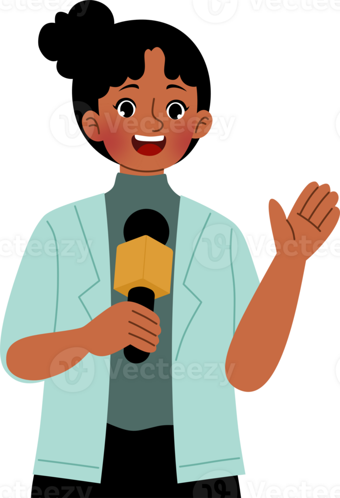 cute news reporter explain things png