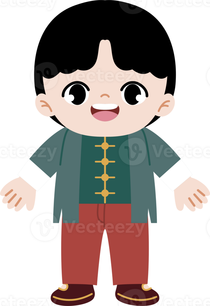 boy wear traditional clothes celebrating chinese new year png