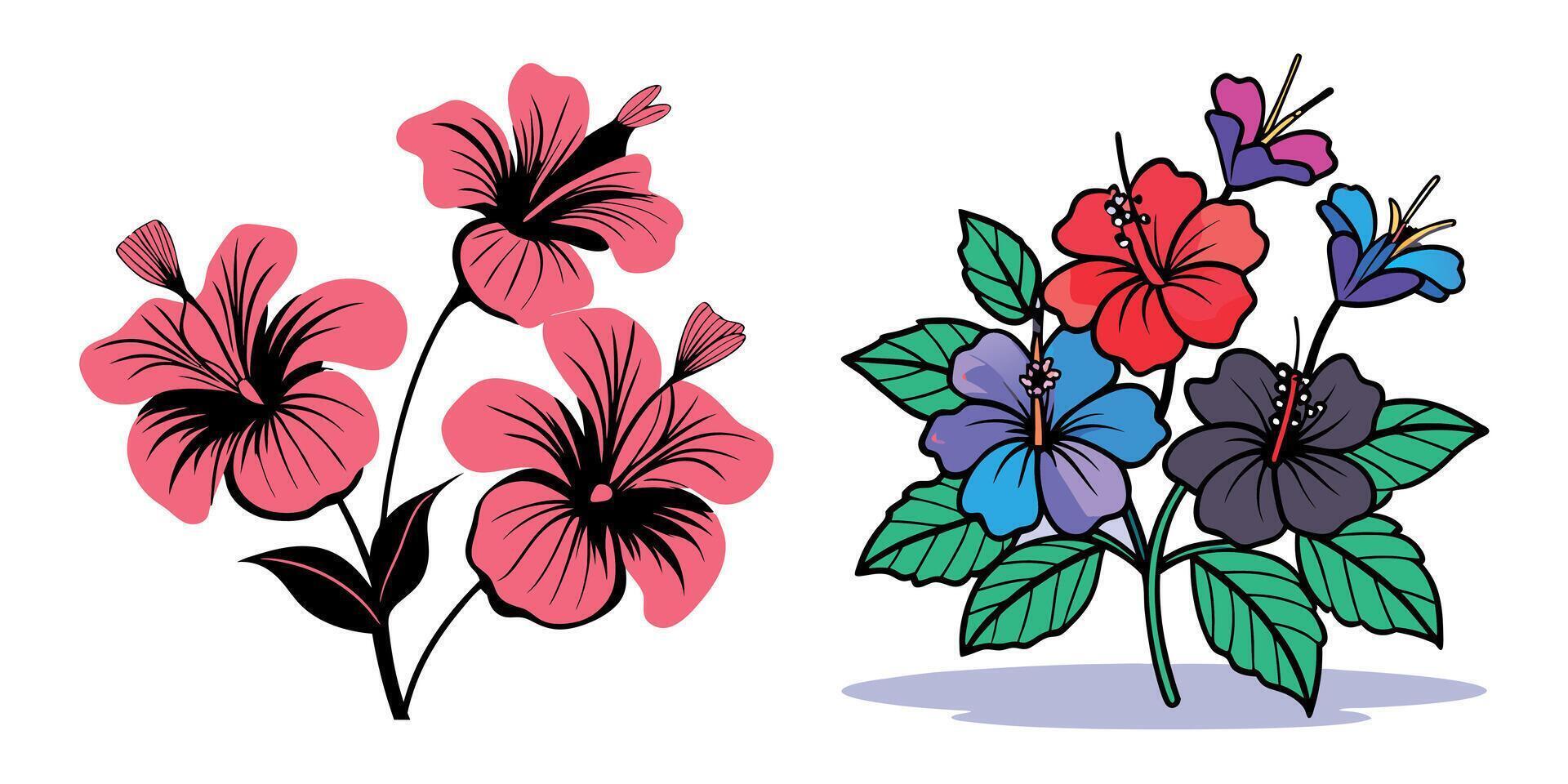 Hand drawn hibiscus flower illustration vector