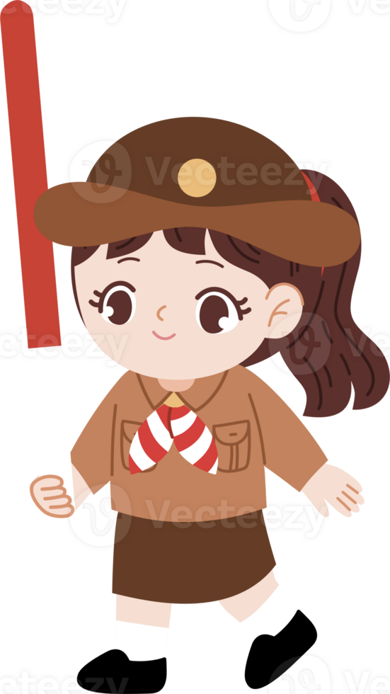 cute girl in indonesian pramuka uniform png