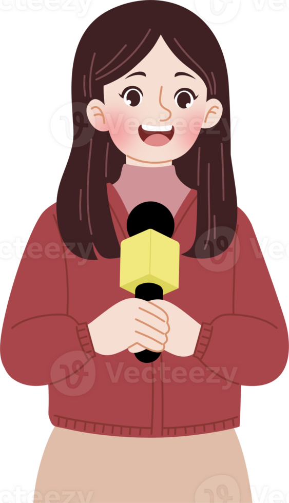cute news reporter talking png