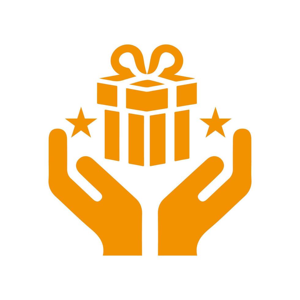 Hand holding gift box icon logo design vector