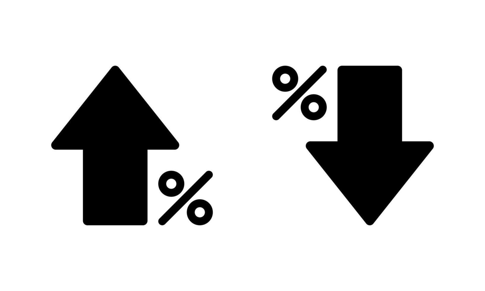 Percent growth and decline arrow icon. Increase and decrease percentage arrow sign symbol vector