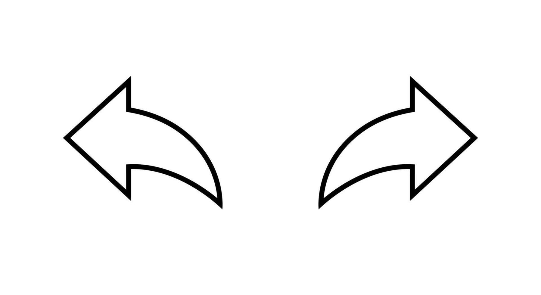 Left and right curve arrow outline icon. Backward and forward share sign symbol vector