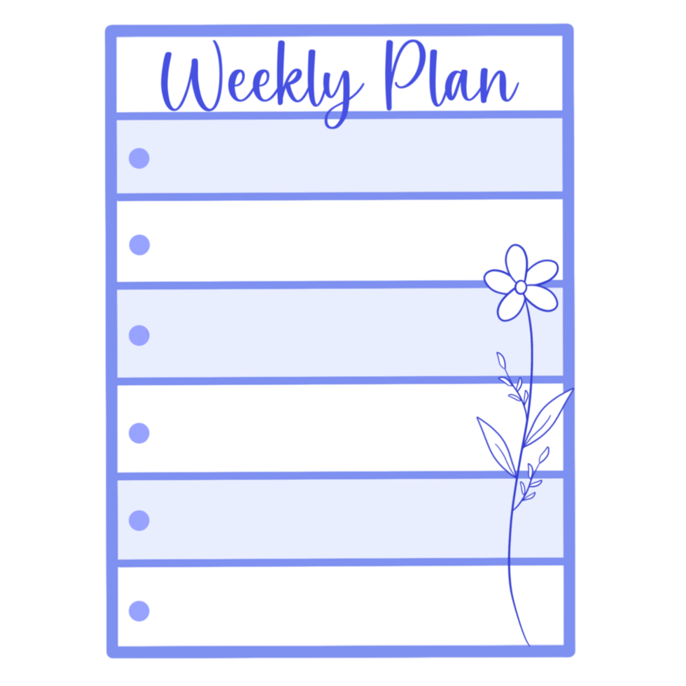 Weekly planner, Weekly plan purple note with a flower png